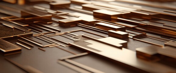 Leinwandbilder - Abstract composition of metallic shapes and lines creating a modern design aesthetic.