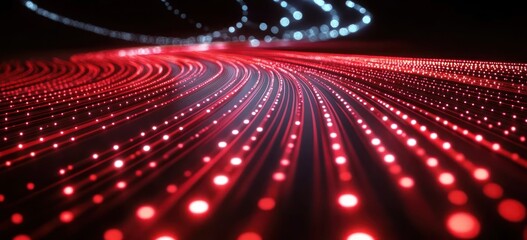Aufkleber - Abstract representation of flowing light patterns in red and blue hues.