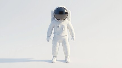 Poster - A stylized astronaut figure standing against a minimalistic background.