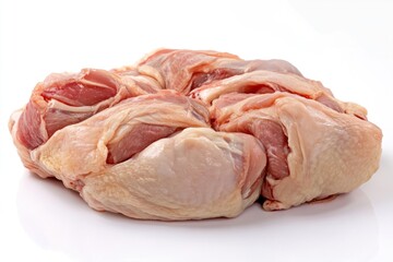 Poster - Raw chicken pieces arranged on a white background, ready for cooking or preparation.