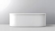 © Five Million Stock - A blank white portable exhibition counter, shown as a realistic vector mockup, suitable for trade show promotional table display stands and design templates