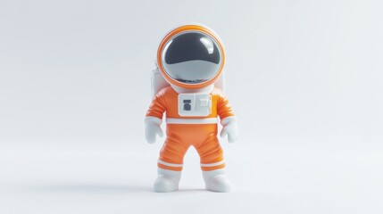 Poster - A stylized orange astronaut figure stands against a white background.