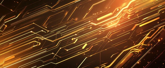 Fototapete - Abstract digital design with glowing lines and circuitry patterns.