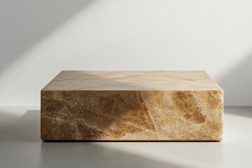 Aufkleber - A minimalist brown stone block on a light surface, emphasizing simplicity and elegance.