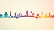 © decle - A row of different cultural symbols forming a bridge, highlighting the diversity and connectivity of global traditions, minimalistic style