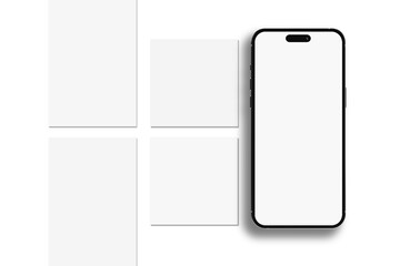 Canvas Print - smartphone mockup with social media post and stories interface mockup. social media mobile app page 