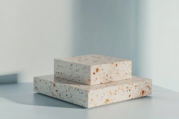 Aufkleber - Two stacked terrazzo blocks with a light, textured surface casting soft shadows.