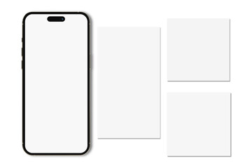 Wall Mural - smartphone mockup with social media post and stories interface mockup. social media mobile app page 