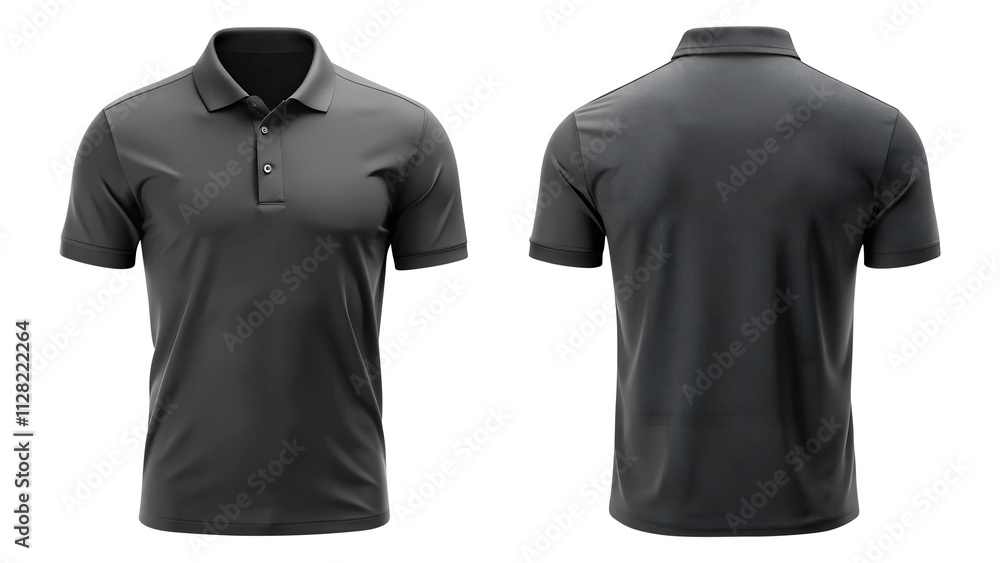 black blank polo t shirt template from two sides isolated on ...