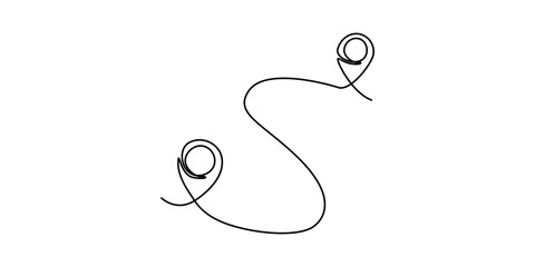 continuous one line google map point route directions and location outline vector art illustration, continuous line drawing of location map symbol, location pin. abstract line art illustration, pro.