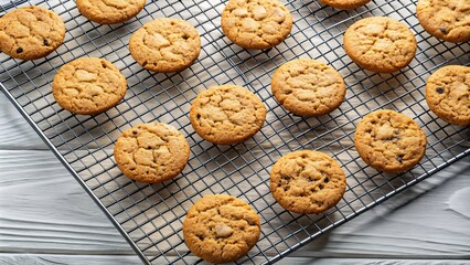 Wall Mural - Cookies cooling on wire rack, baking, sweets, dessert, homemade, kitchen, delicious, food, fresh, cooling, cookies, confectionery