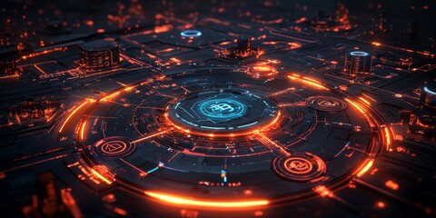 Futuristic Fintech API Interface Secure Crypto Technology