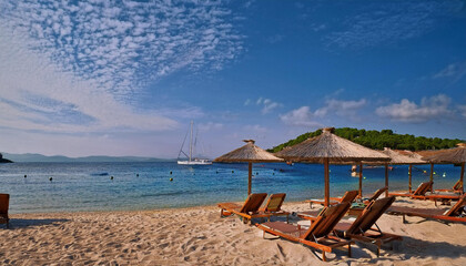 Koukounaries beach famous sandy beach and the bay of Koukounaries a natural beauty, exotic beach