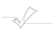 © MegaShabanov - Continuous drawing of one line of an checkbox. Business concept.  Checkmark isolated on a white background. Vector illustration