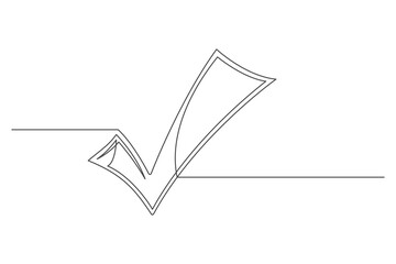 Continuous drawing of one line of an checkbox. Business concept.  Checkmark isolated on a white background. Vector illustration