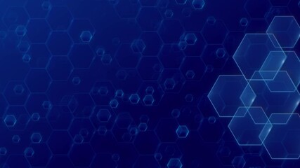 Digital hexagonal Geometric Surface abstract wave loop background 3d animation. Futuristic hexagon Dark cyberspace futuristic technology dot. Modern technology digital patterns geometry structure