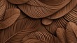© Olga - Abstract pattern of tropical palm leaves in Mocha Mousse texture. Chocolate or brown background in thendy Color of the year 2025