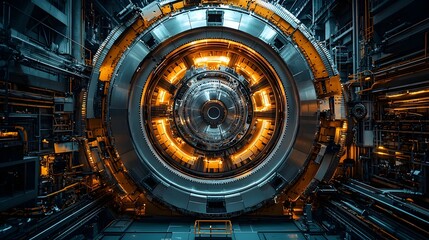 Wall Mural - wind turbine nacelle opened for internal mechanical inspection by engineers evaluating the efficienc