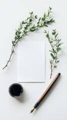 Canvas Print - Minimalist Writing Setup with Nature Elements