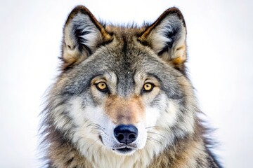  Canadian Wolf, White Background, High Depth of Field, Wildlife Photography, Animal Portrait, Isolated Wolf Image, Majestic Canadian Wolf