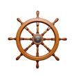 © Ecofx - Wooden ship wheel with brass center