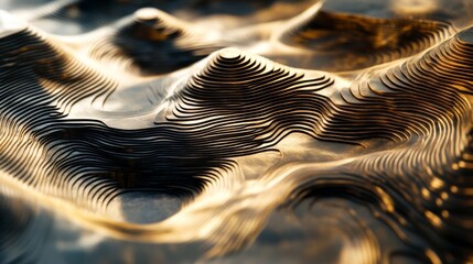 Abstract Golden Topographical Landscape Design