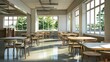 © growth - Cafeteria Interior with Chairs and Dining Tables, Featuring a Welcoming and Comfortable Space for Dining and Socializing in a Bright, Open Environment