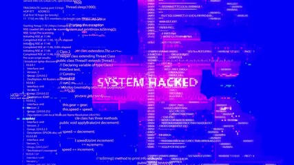 Wall Mural - digital technology security, hacking programming program source code hacker animation. pixel noise g