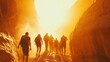 © Umianifaturosidah - Hikers silhouetted in a sunlit canyon. (1)