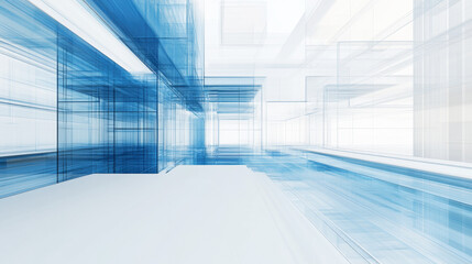 Wall Mural - abstract fantasy architecture with transparent glass and blue elements