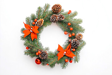 Christmas wreath isolated on white background