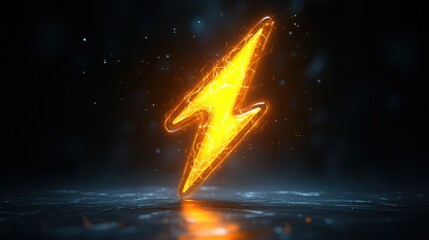 Wall Mural - the lightning bolt icon is yellow three dimensional lightning strike in the manner of a plastic cart