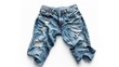 © Zubair - A trendy, distressed denim jeans with bold, ripped knees and a relaxed fit, isolated on a white background
