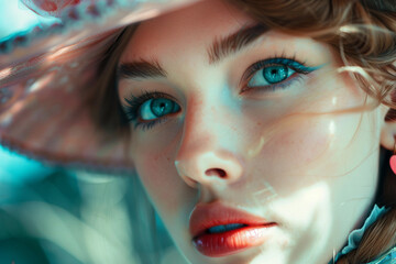 Wall Mural - beautiful girl enjoy adventure in surreal world created with generative ai