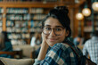 © Tetiana - Generative AI Portrait of a Smiling Student in a Library