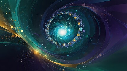 Wall Mural - 15. abstract alchemy-themed background with luminous gold and white accents over a gradient of teal 