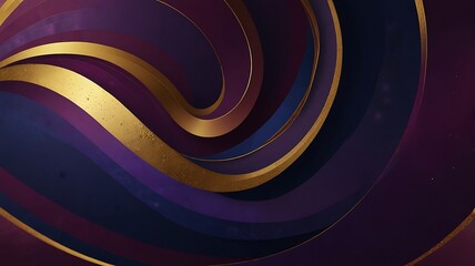 Wall Mural - 22. subtle and radiant abstract design with golden spirals over a deep gradient of cobalt and plum t