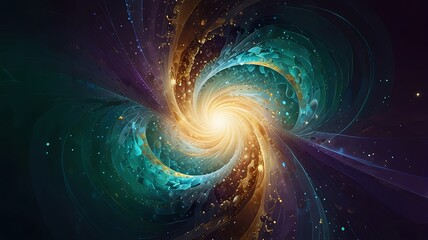 Wall Mural - 30. mystical abstract composition featuring soft spirals of white and golden light over a gradient o