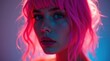 © Cloudy - Close-up Portrait of Woman with Neon Pink Hair