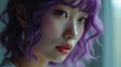 © Cloudy - Close-up Portrait of Woman with Purple Hair