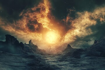 Wall Mural - The elements of this image furnish the Earth apocalypse. Generative Ai