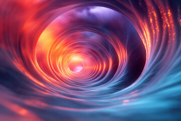 Wall Mural - Background image of dizzying circle lines, neon lights