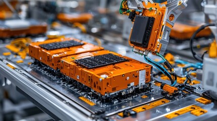 Aufkleber - Recycling process for used ev batteries factory section industrial environment innovative technology sustainable practices