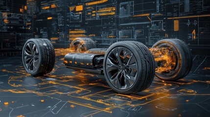 Leinwandbilder - Revolutionizing battery production a futuristic production line for next-gen standards high-tech facility industrial environment innovative perspective