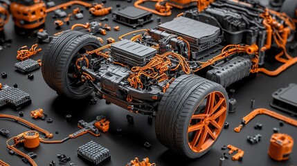 Aufkleber - Robotic arm aligns ev battery cells with precision in manufacturing facility - mechanical engineering insights