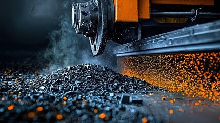 Aufkleber - Processing of anode material for electric vehicle standards industrial facility close-up shot high-tech environment focused viewpoint advanced material development