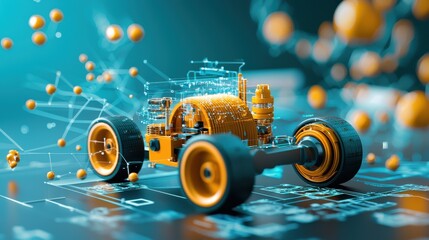 Fototapete - Scientists analyzing the chemical composition of ev b standard in laboratory settings a detailed study on electric vehicle materials and sustainability impact