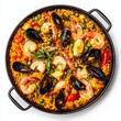 © stock.metket.com - Paella isolated on white background, top view