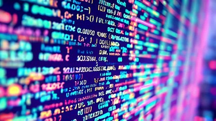 A vibrant display of computer code and data visualization.