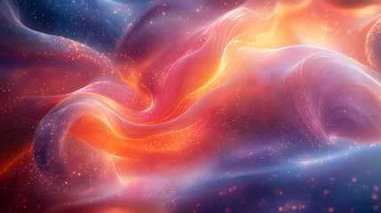 Wall Mural - dynamic ribbons of fiery red and soft blue twist through the cosmic expanse in a dance of stars